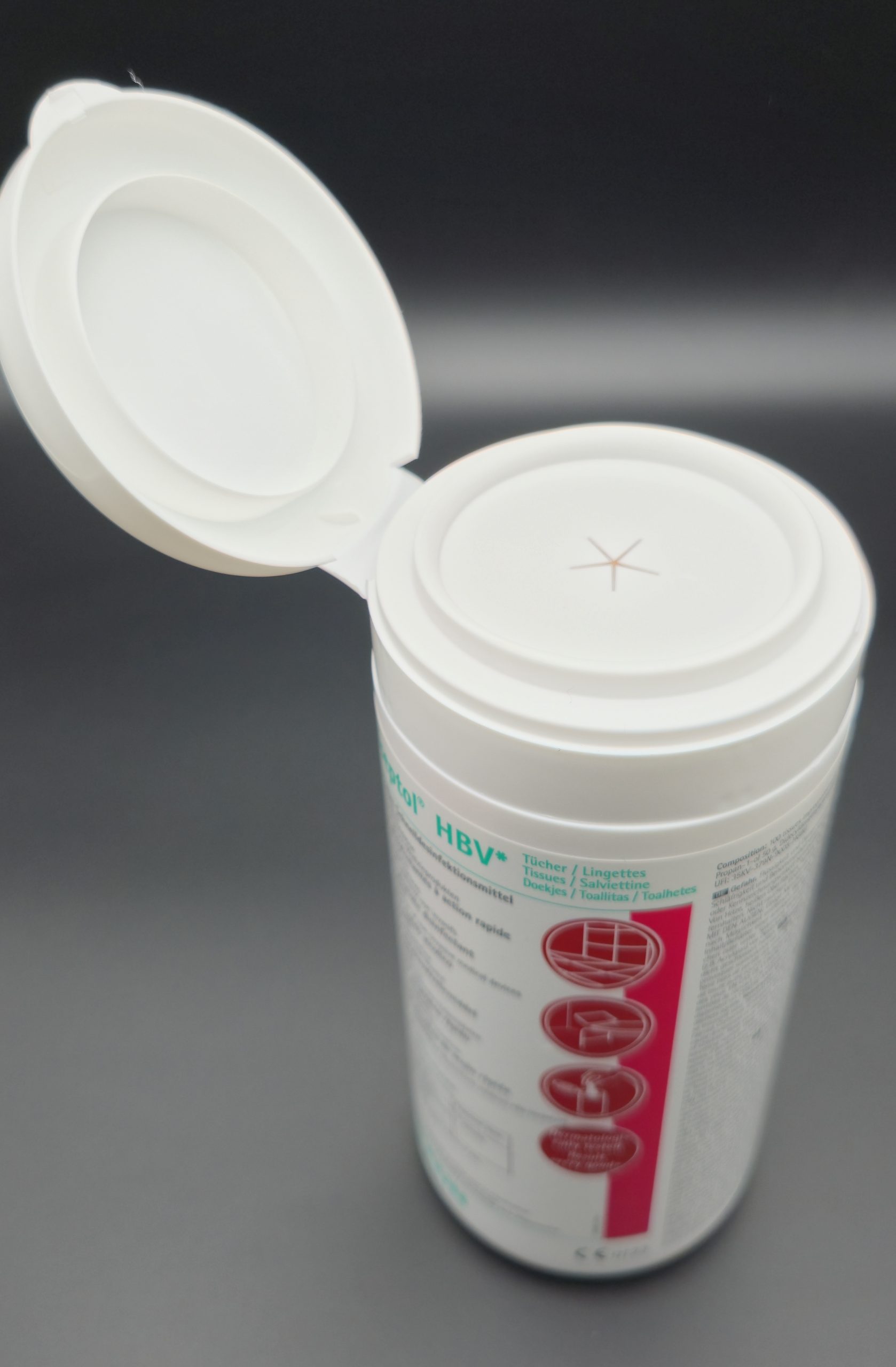 Meliseptol® HBV-Tücher – Spenderbox mit 100 alkoholischen Desinfektionstüchern zur schnellen Wischdesinfektion kleiner Flächen