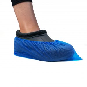 Einweg Schuhüberzieher Blau, 2 Größen – 100 Stück, Latexfrei, Wasserdicht, Rutschhemmend, CPE Material, Ideal für Medizin, Handwerk, Haushalt & Outdoor Schutz