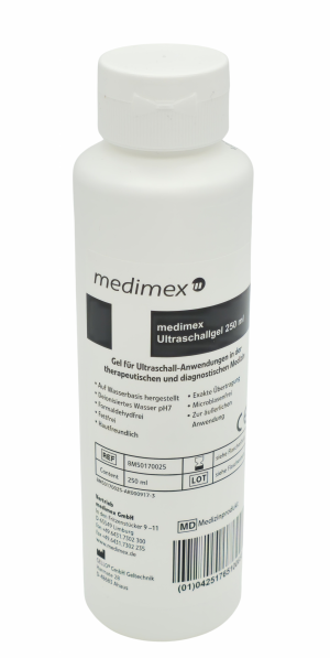 medimex Ultraschallgel 250 ml – Medizinisches Kontaktgel für Ultraschalluntersuchungen – pH-Neutral, Hautschonend und Auslaufsicher – Höchste Übertragungsqualität – Made in Germany
