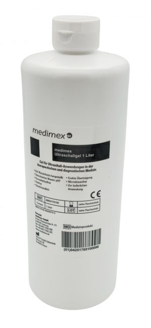 medimex Ultraschallgel 1 Liter – Medizinisches Kontaktgel für Ultraschalluntersuchungen – pH-Neutral, Hautschonend und Auslaufsicher – Höchste Übertragungsqualität – Made in Germany