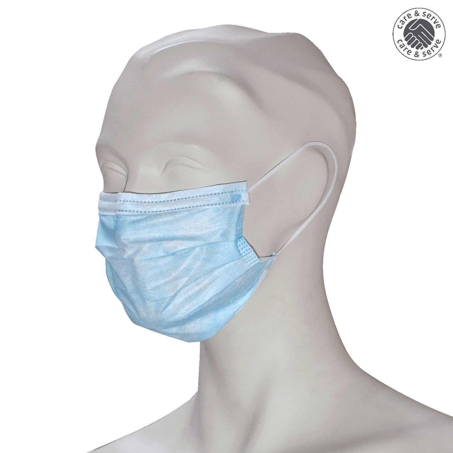 care & serve wiroMEDI LOOP – medizinische Gesichtsmaske Typ IIR mit Ohrschlaufen und Nasenbügel, 50 Stück, Farbe wählbar: blau oder grün